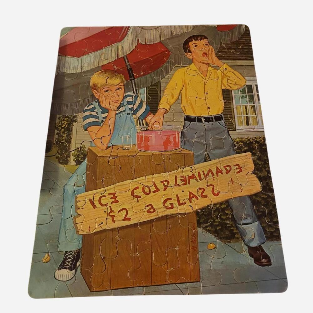 Vintage 1960s Dennis the Menace Jr. jigsaw puzzle "Ice Cold Lemonade"